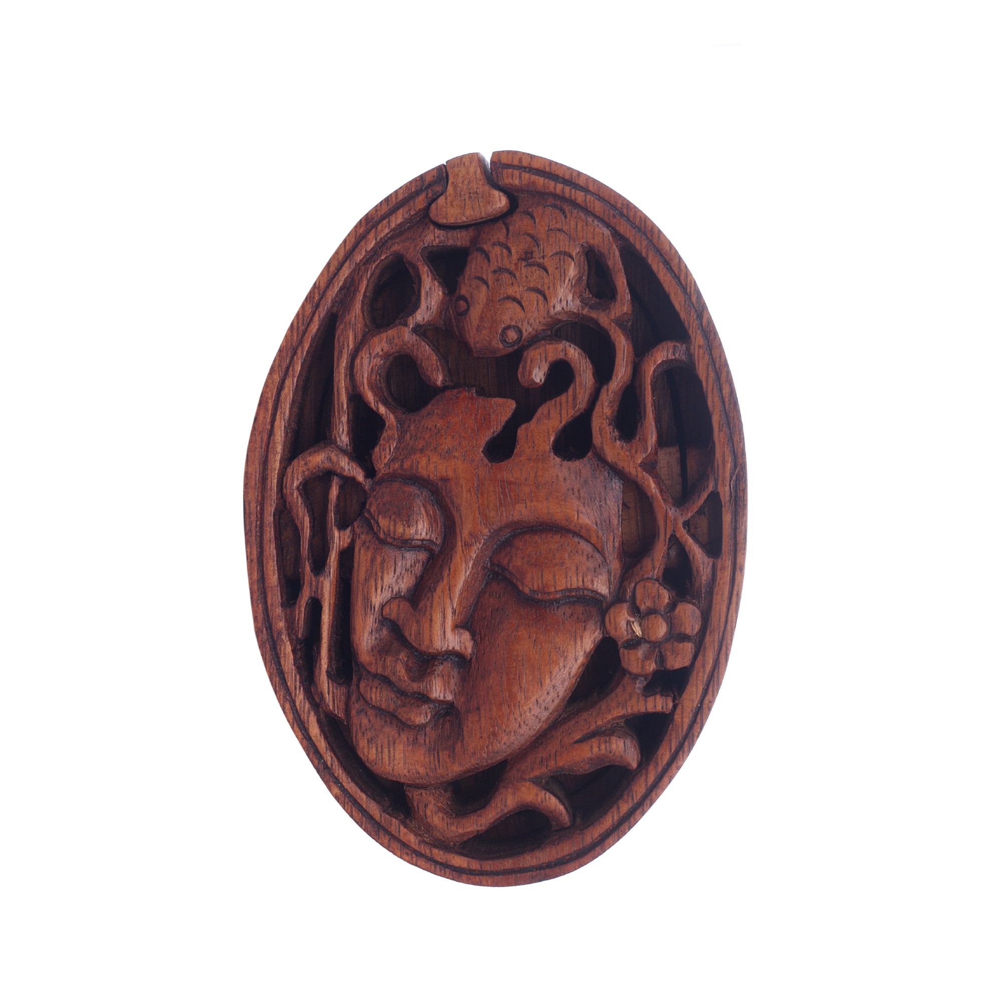 Secret Box 'Lady Mangrove Fish', Suarholz, T 13,5 cm, B 8,5 cm, H 6,5 cm von fischer's lagerhaus
