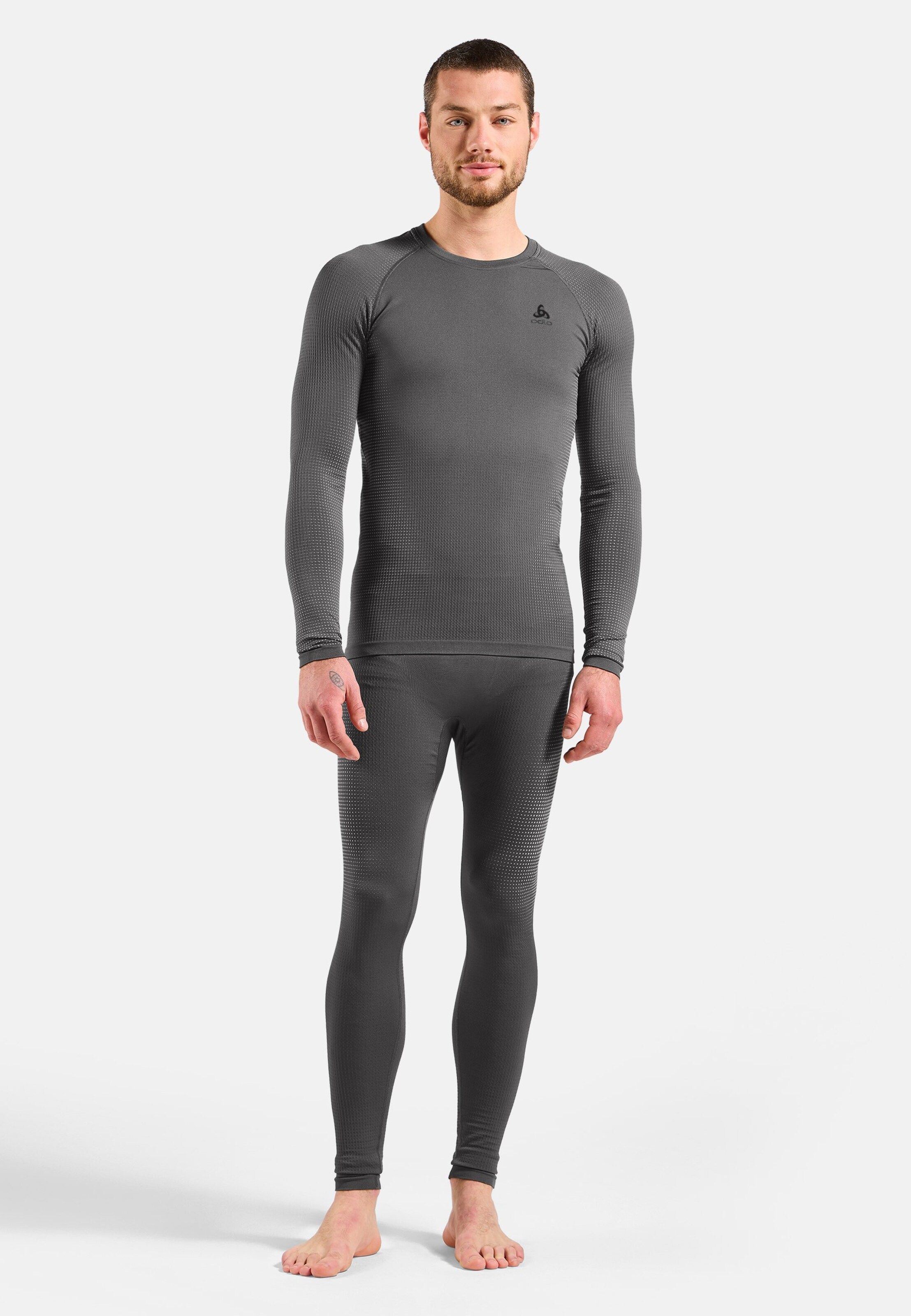 Performance Warm Base Layer Langarmshirt in grey melange - black