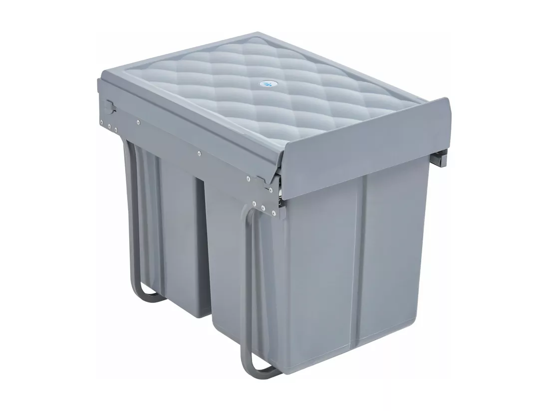 Poubelle encastrable 2 x grise 48 x 34 x 42 cm 03_0008202