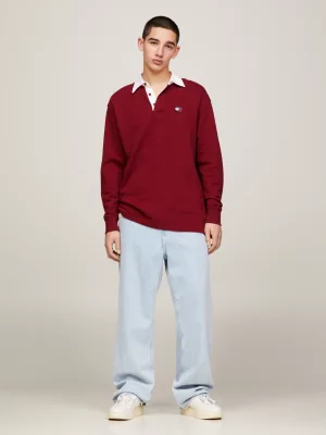 Camisa de rugby oversized com emblema Terry