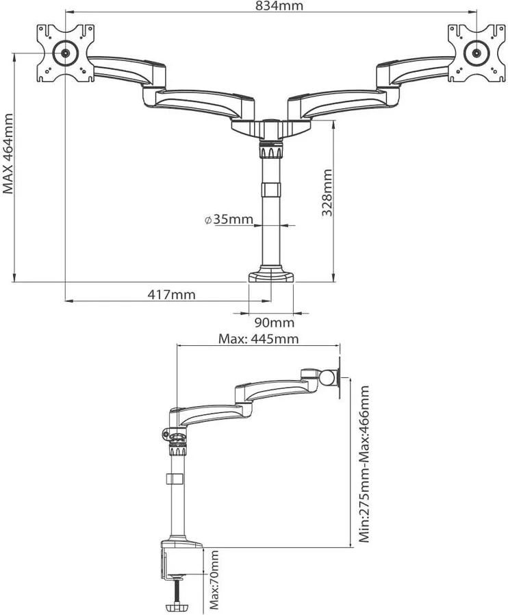 B-Tech BT7374 Supports TV