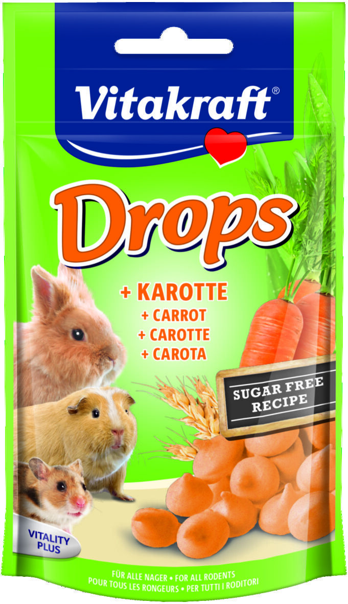 Vitakraft Drops - Konijn- en knaagdierensnack - 75 Gram - wortel