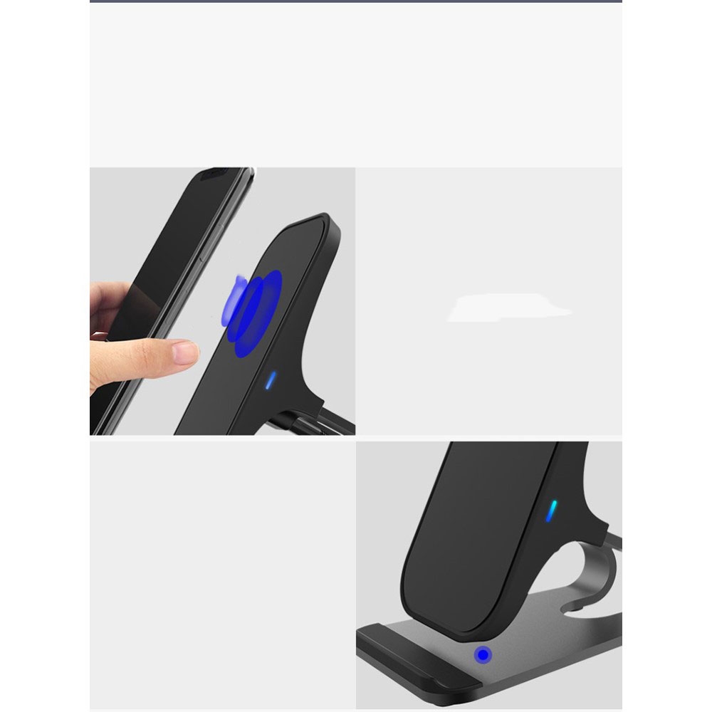 (15W) Qi Wireless Charger Induktions Fast Charge Ladegerät Halterung Ständer - Schwarz / Silber