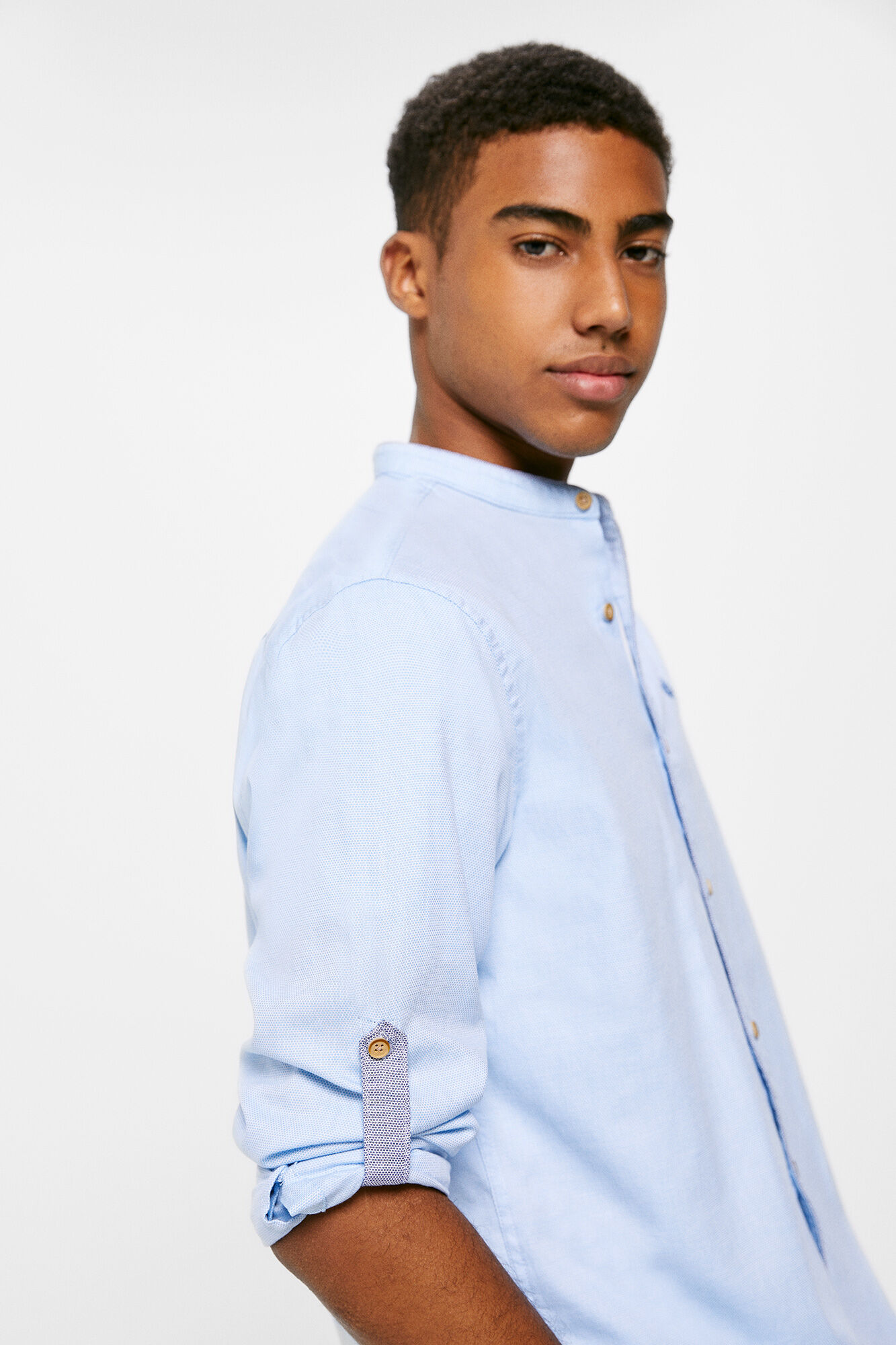 Camisa estilo Mao - azul