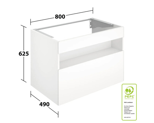 KEUCO Stageline wastafelmeubel met LED-verlichting, BxHxD 80 x 62,5 cm x 49 cm, frontkleur wit hoogglans, 32862300100