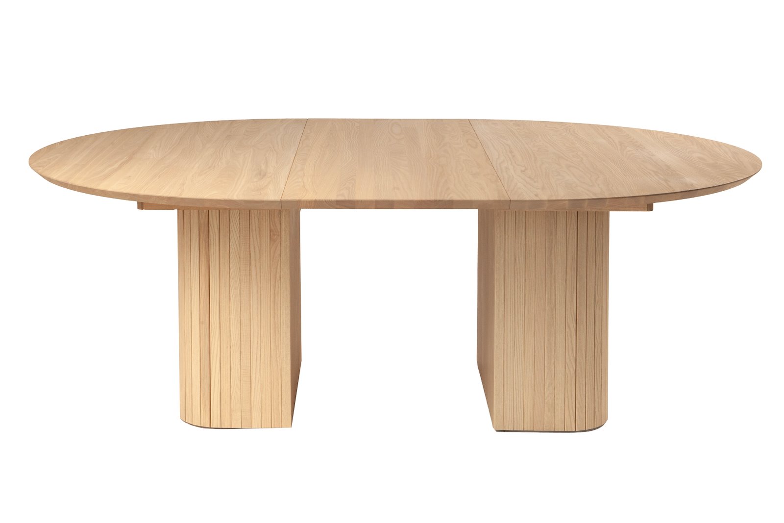 Woodcraft rundt spisebord Hvitoljet heltre ask. Ø150 cm med uttrekk. Kant nr. 1 og ben nr. 4