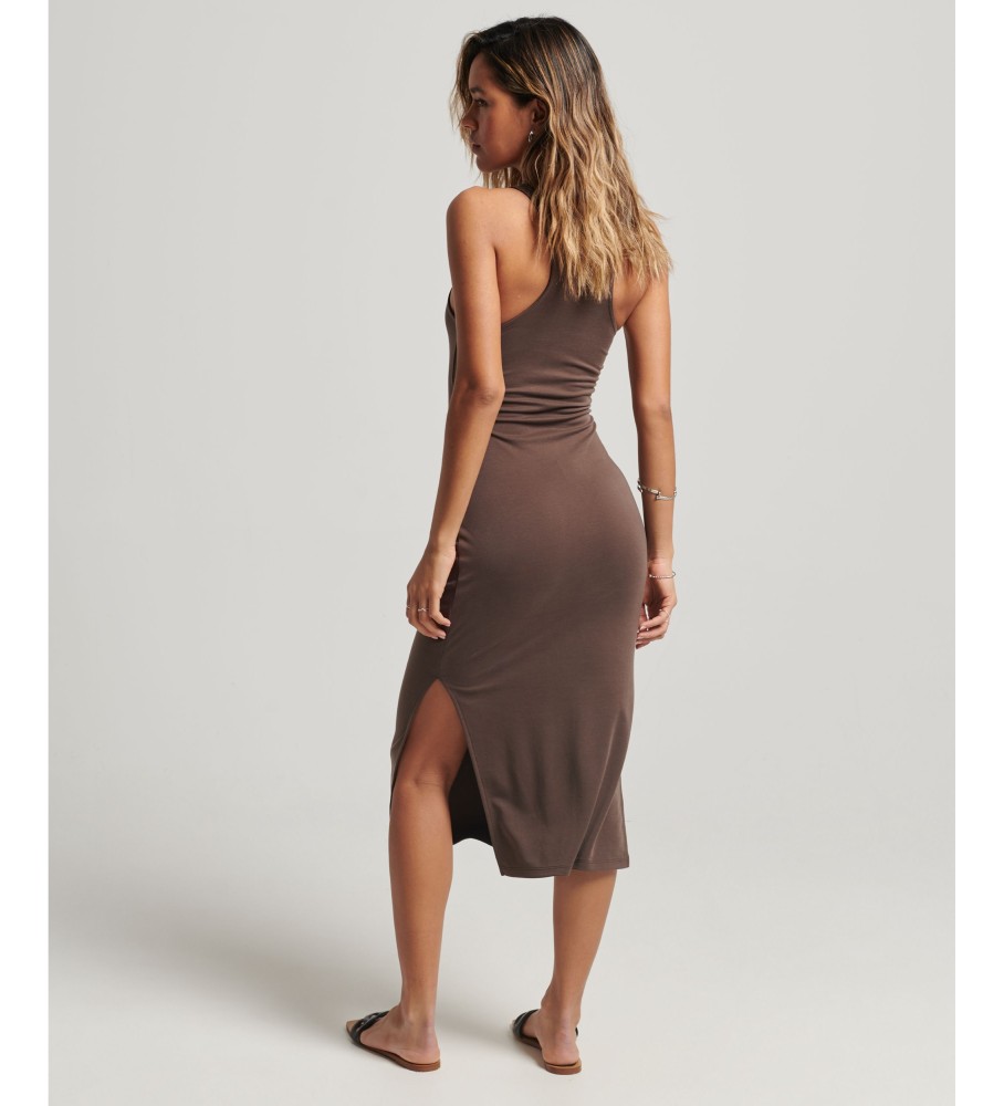 Vestido de malha marrom com costas nadador da Superdry