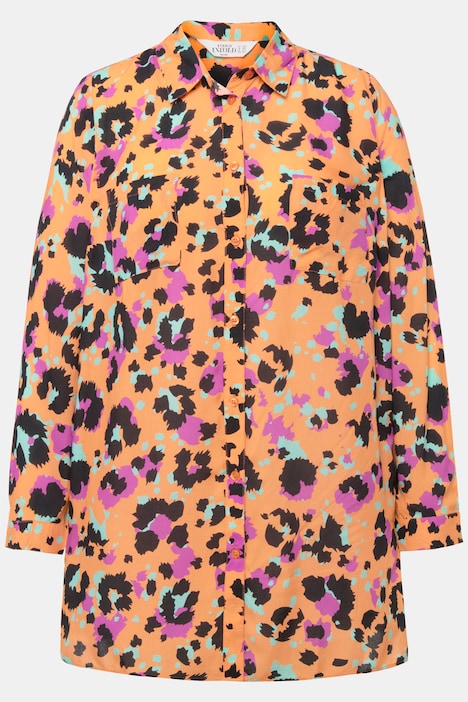 Hemdbluse, Boxy Shape, Color-Leo, Hemdkragen, Langarm