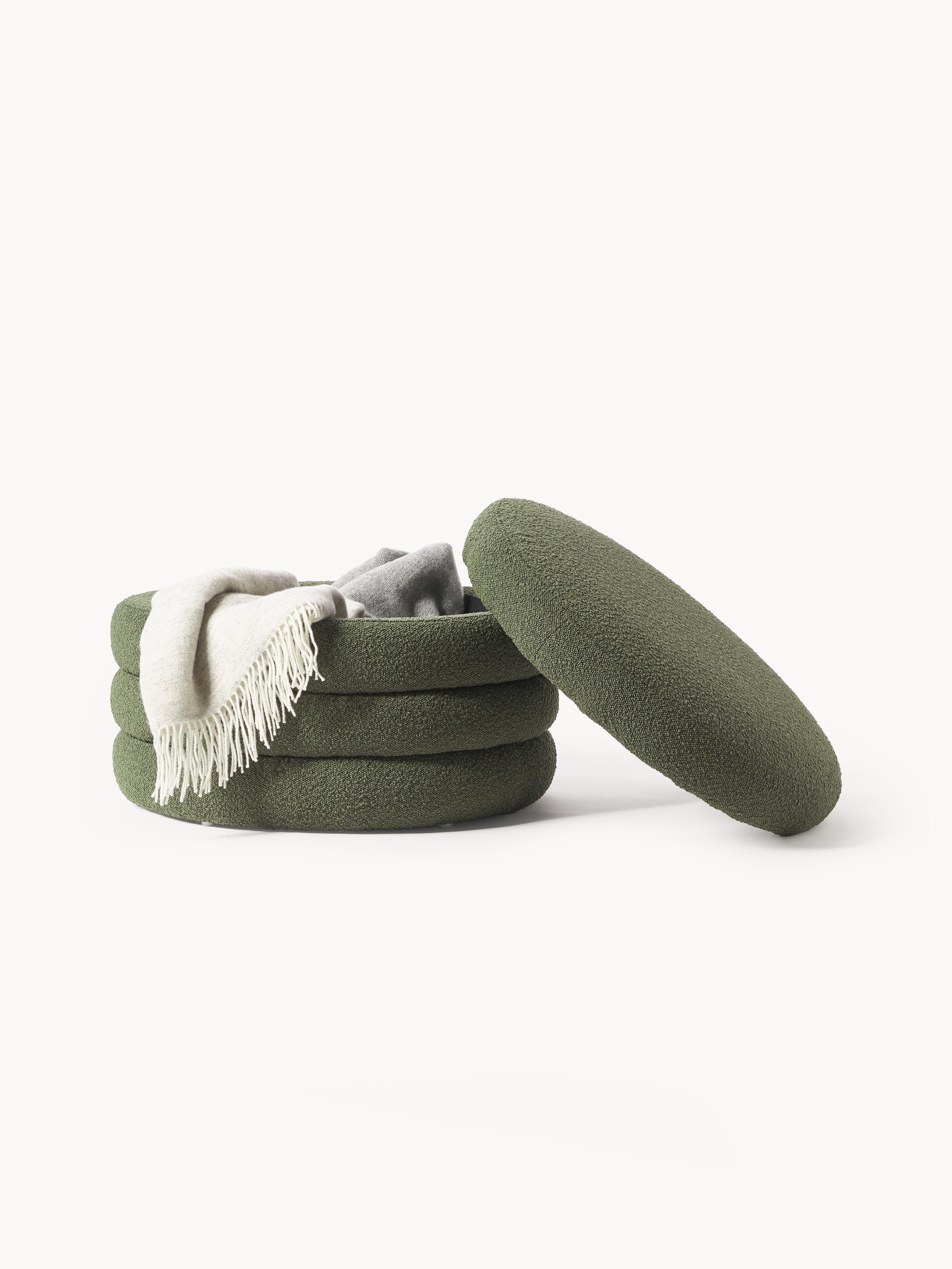 XL bouclé poef Alto met opbergruimte