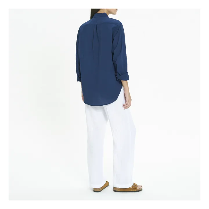 Xirena Chemise Beau Popeline de Coton | Bleu marine