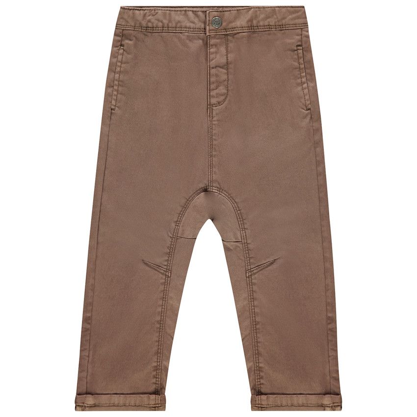 Pantalon en twill effet délavé à poches - Marron