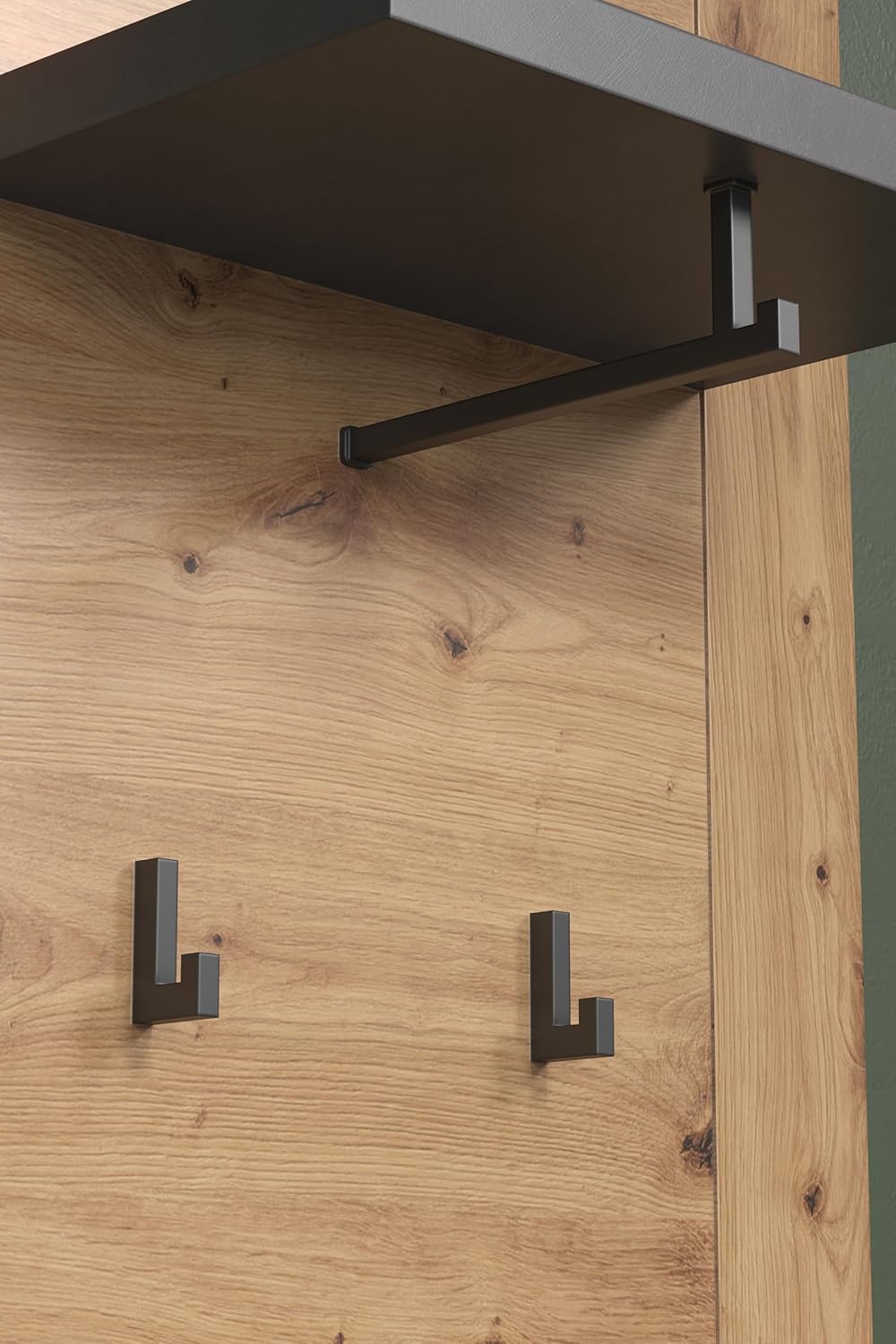 trendteam smart living - Follow - Garderoben-Set - Artisan Eiche/Matera - 4-teilig mit Schrank, Kommode, Paneel & Spiegel - 270 x 199 x 35 cm - ausziehbare Kleiderstange - Vollauszug-Funktion