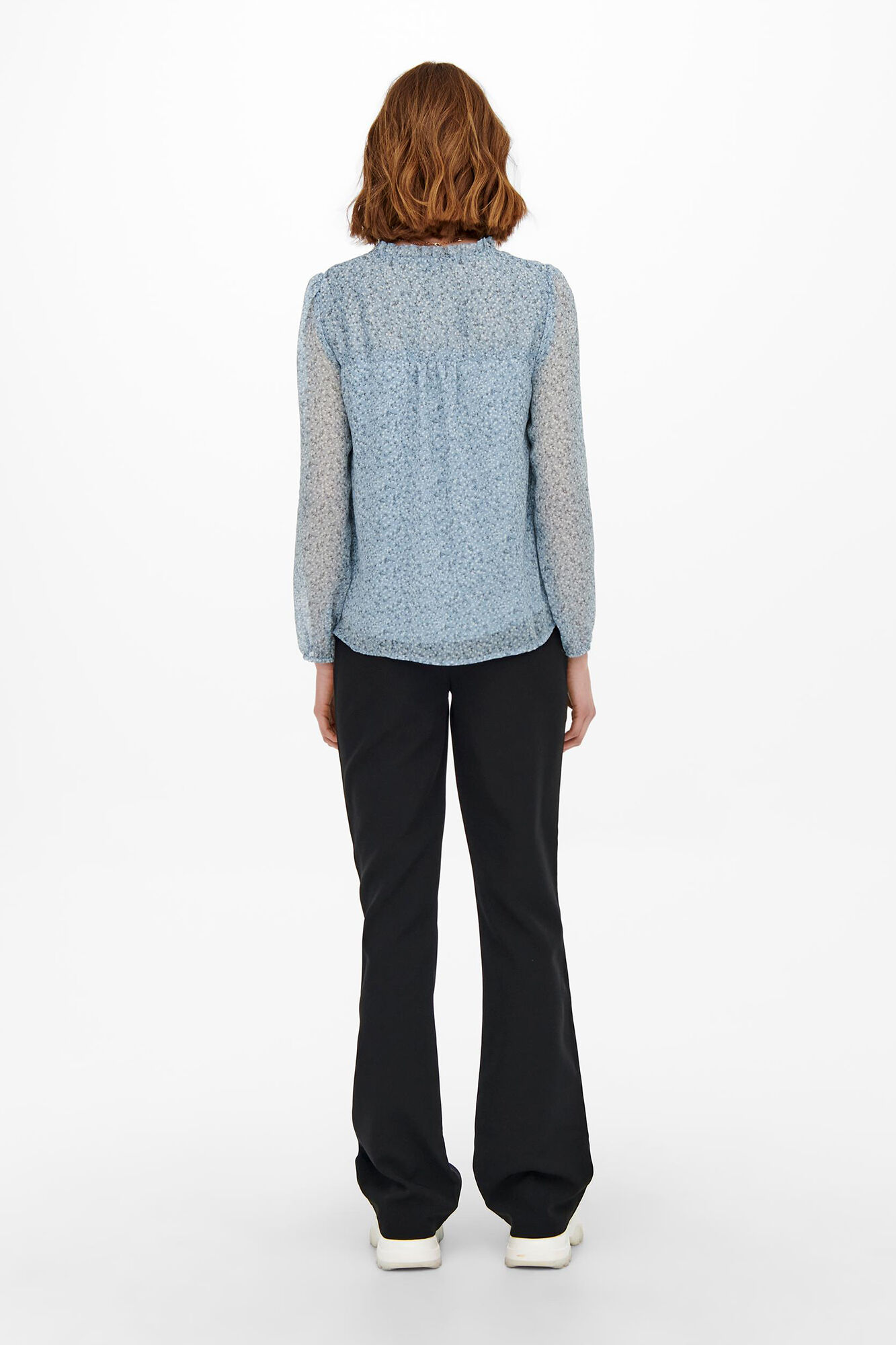 Blusa de manga comprida com gola alta falsa