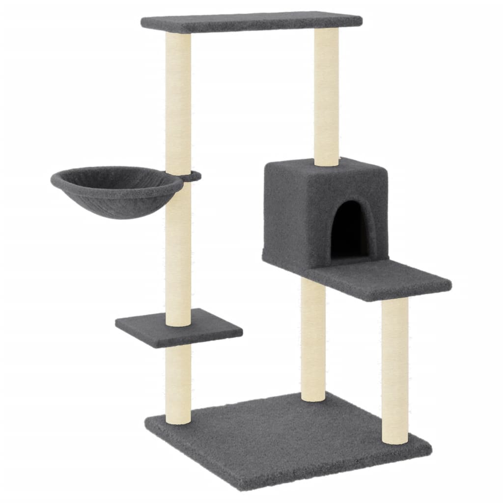 Arranhador para gatos vidaXL com hastes de sisal cinza escuro, 95 cm