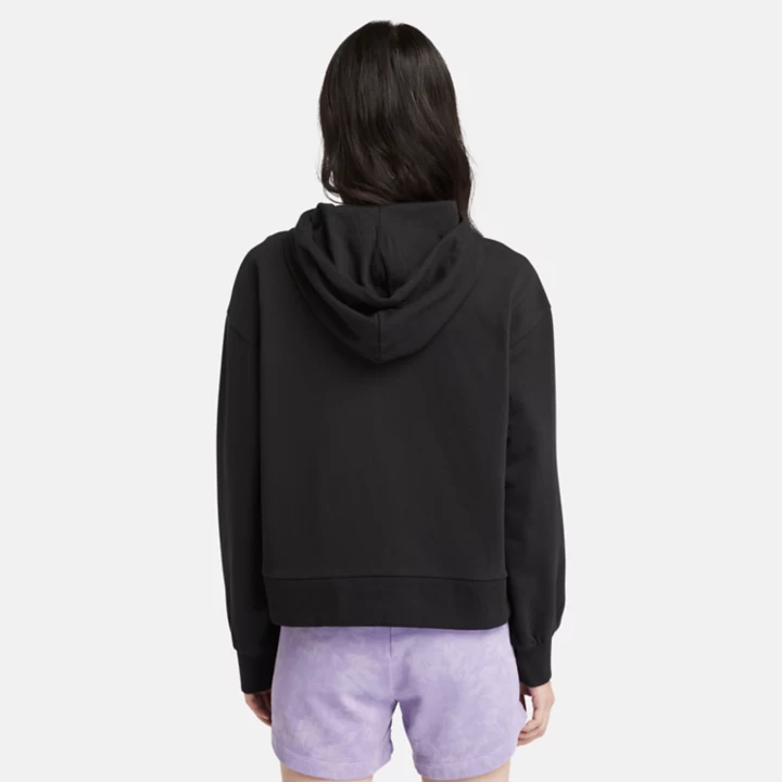 Sweat à capuche à envers bouclé pour femme en noir