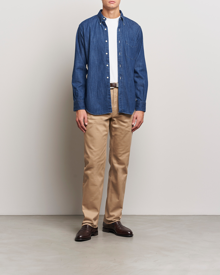 Kamakura Shirts Vintage Ivy Denim Button Down Shirt Dark Blue