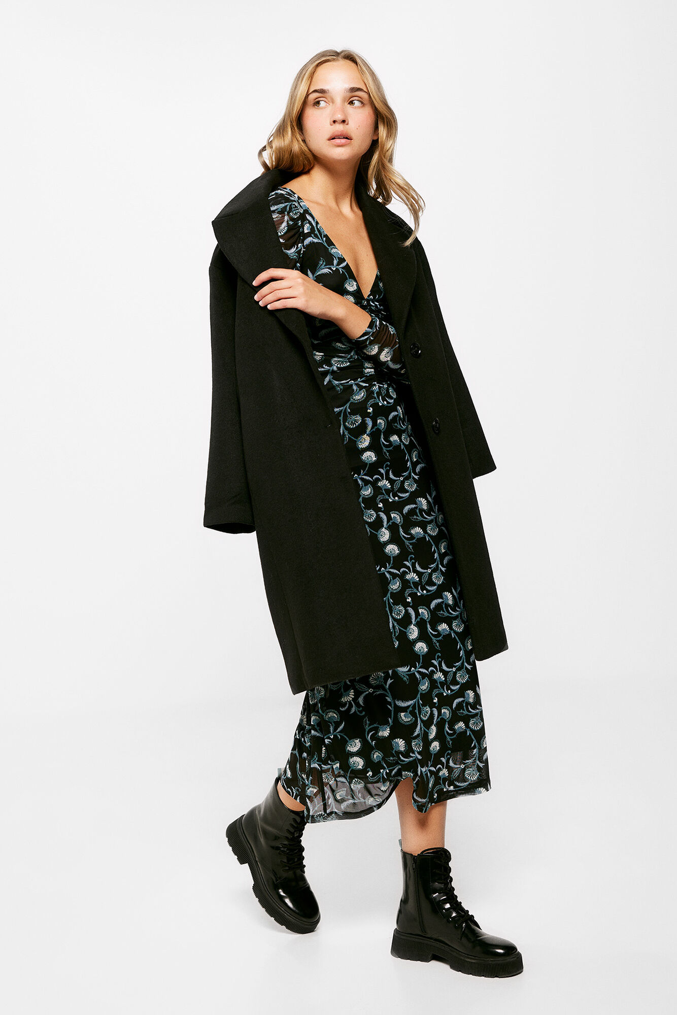 Vestido midi de chiffon estampado