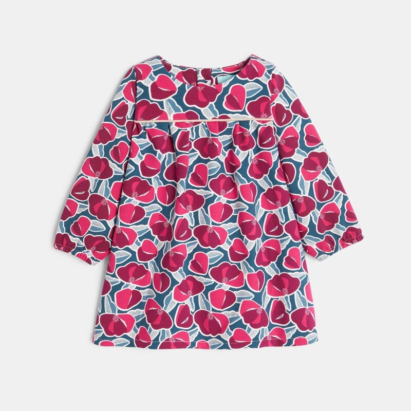 Robe molleton fleurie rose et legging bébé fille Rose
