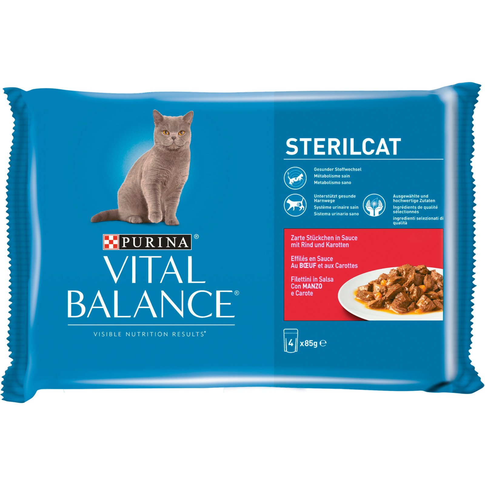 Purina Vital Balance Sterilcat Rind und Karotten 4 x 85