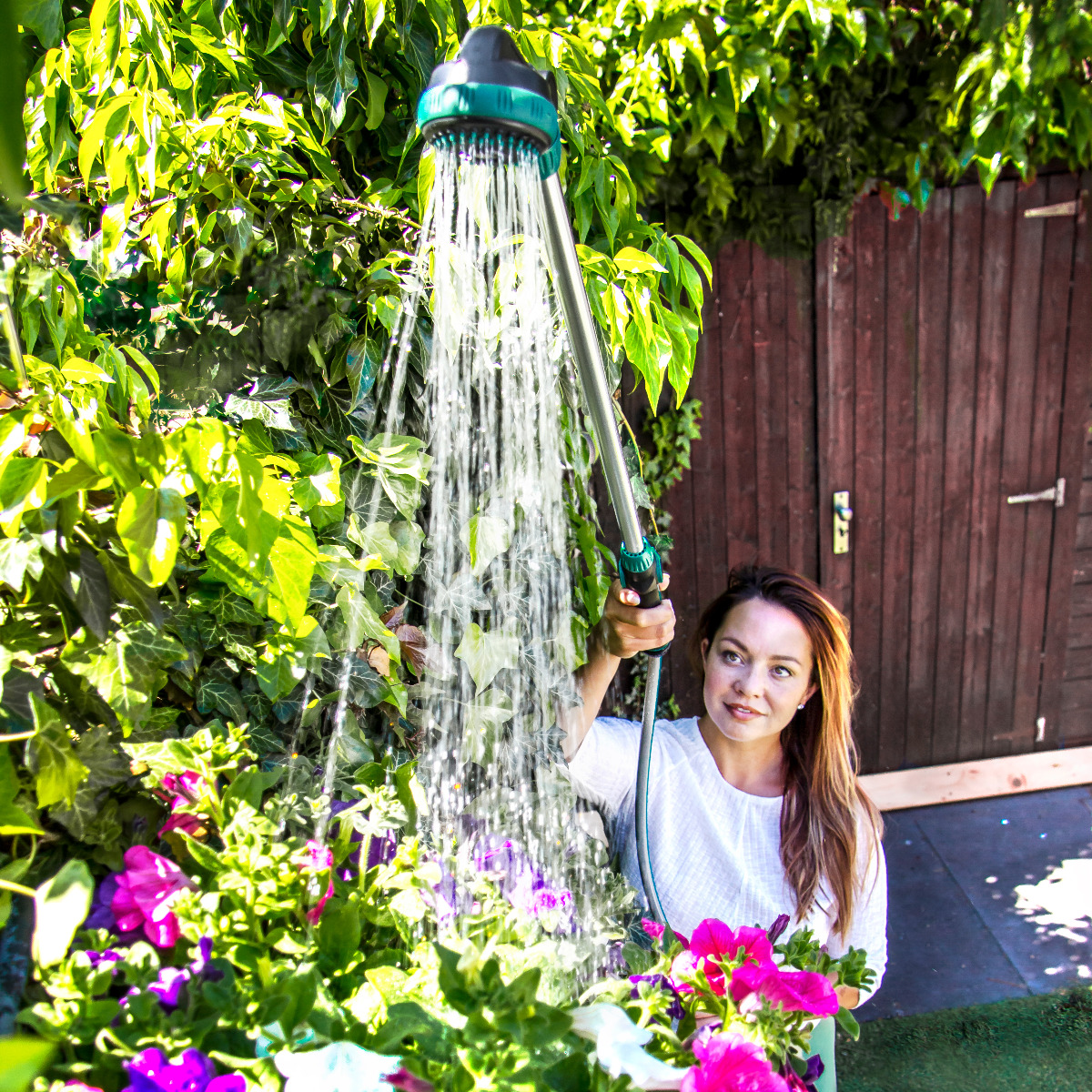 Vonroc sproeilans tuindouche met houder en spanbanden