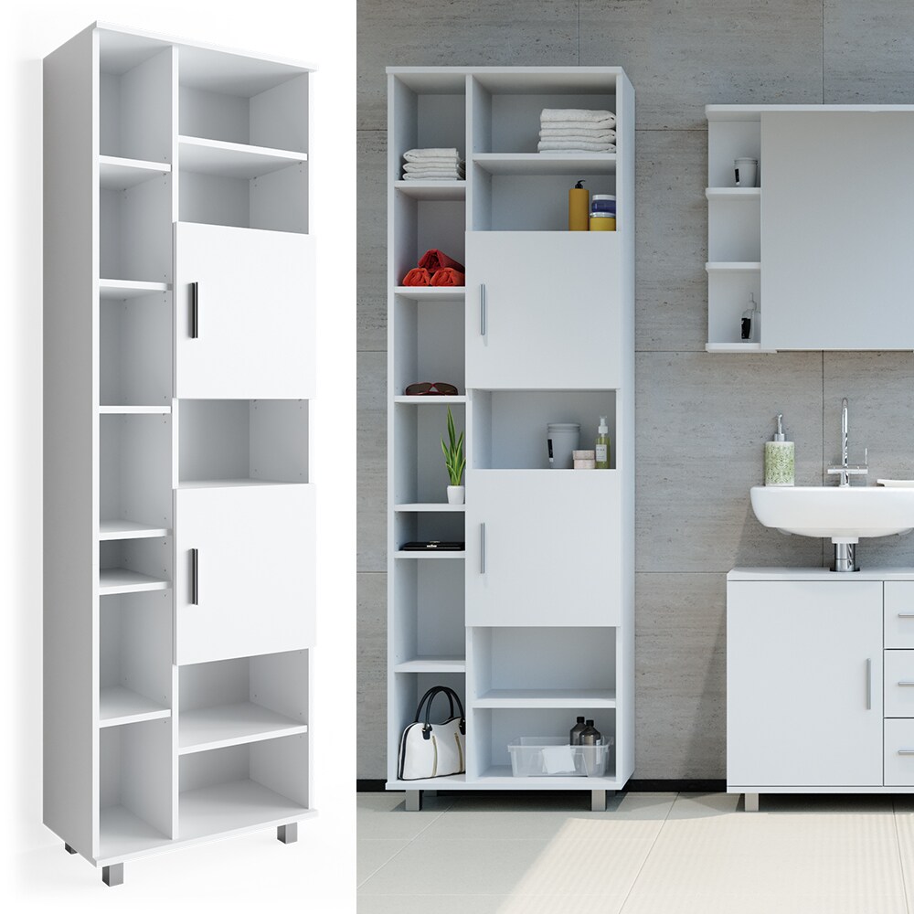 VICCO Badschrank ILIAS 190 x 60 cm Weiß - Hochschrank Regal Badregal