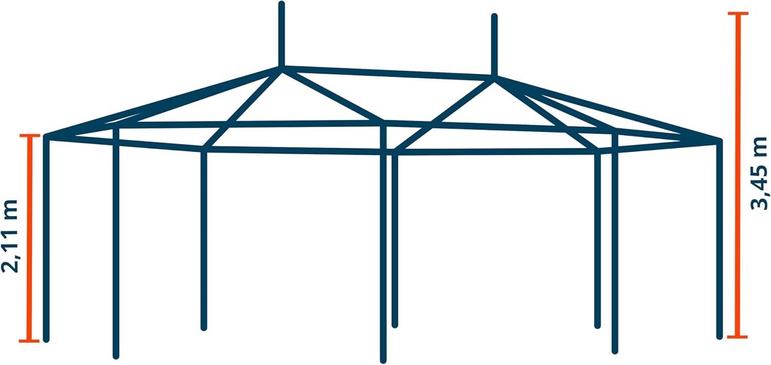 TOOLPORT Pagodenzelt Pavillon 5x7 m schnell & einfach zu montieren mit Fenstern - robuste PVC-Plane 700 weiß