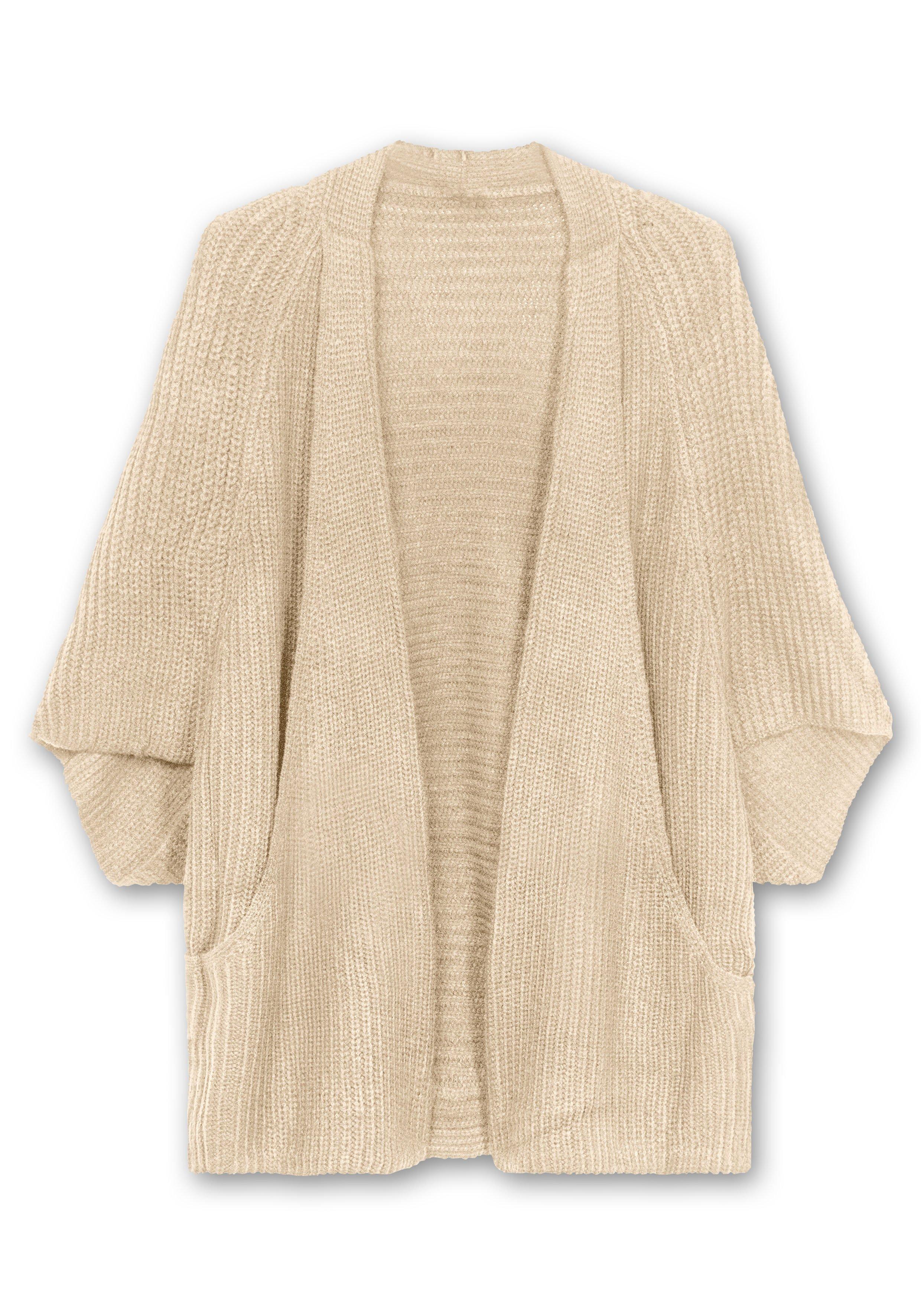 Strickjacke in offener Form, mit verkürztem Ärmel