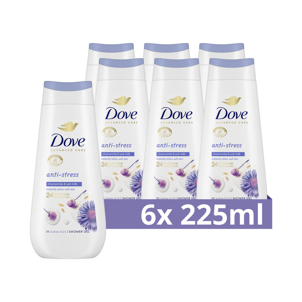 6x Dove Douchecrème Anti-Stress225 ml