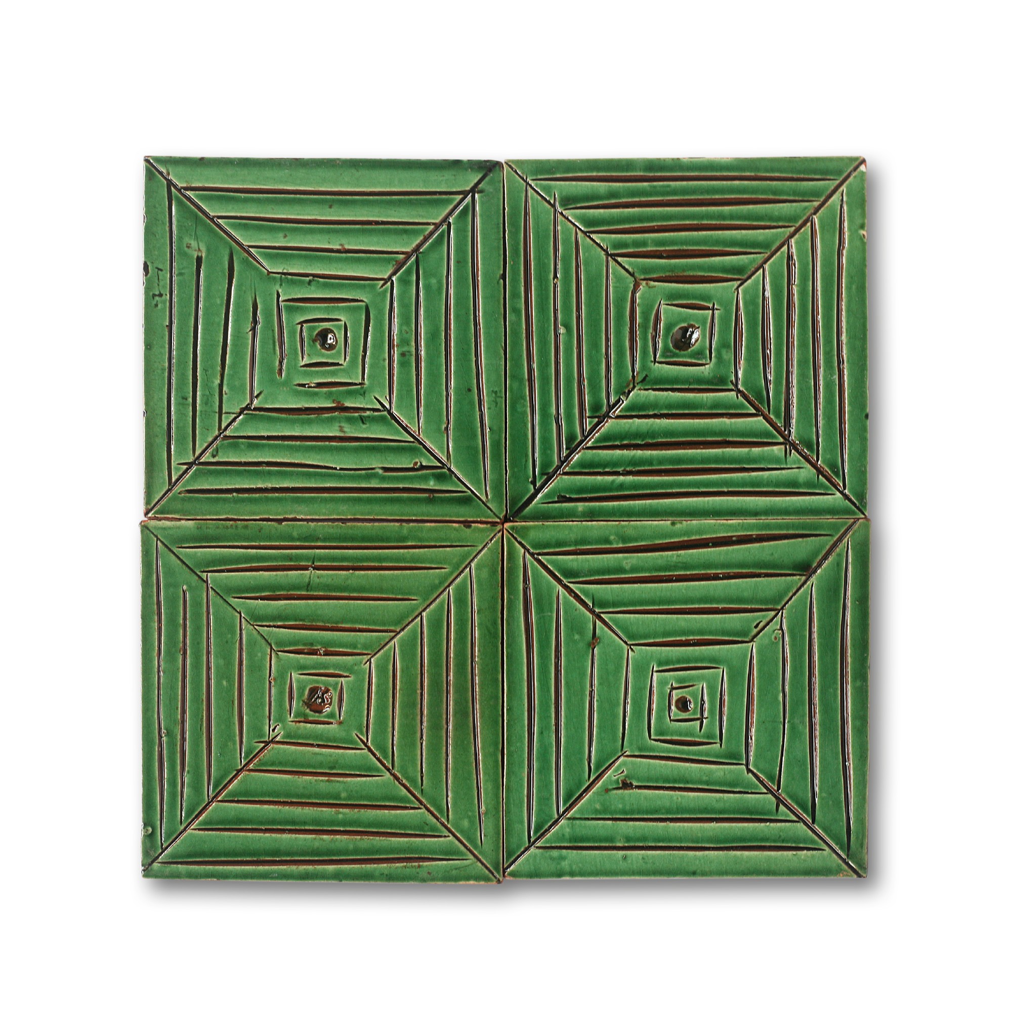 Kachel 'Jeu de moulin verde', grün, T 10 cm, B 10 cm, H 1 cm von fischer's lagerhaus