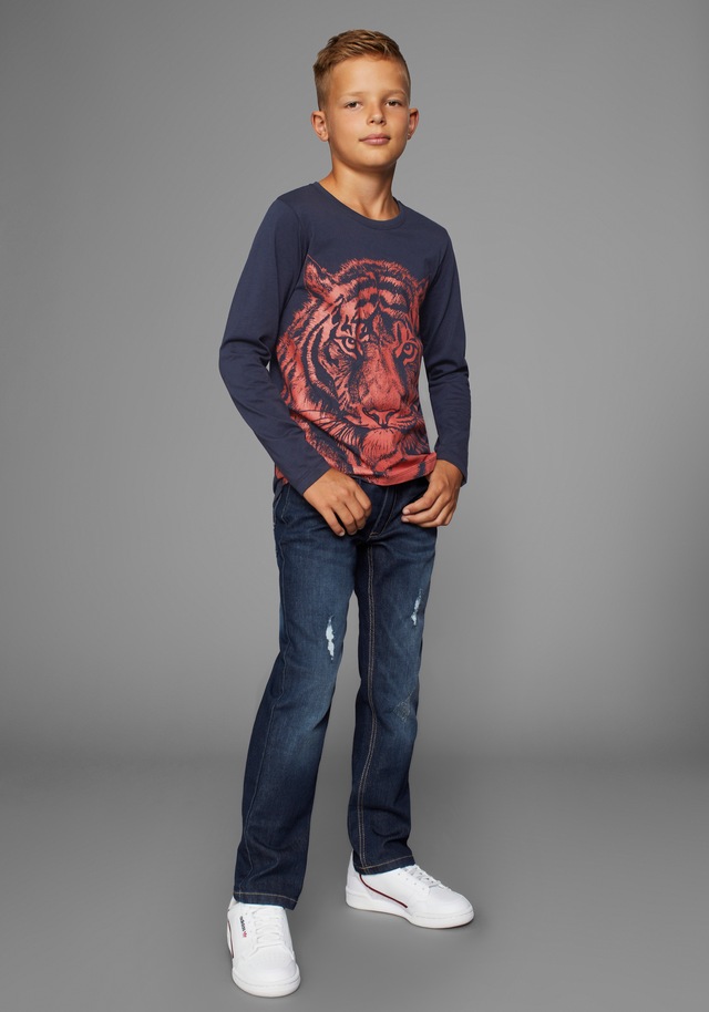 KIDSWORLD Langarmshirt »TIGER - Druck«, Langarm,  Basic-Passform,  mit trendigem Druck,  Rundhalsausschnitt