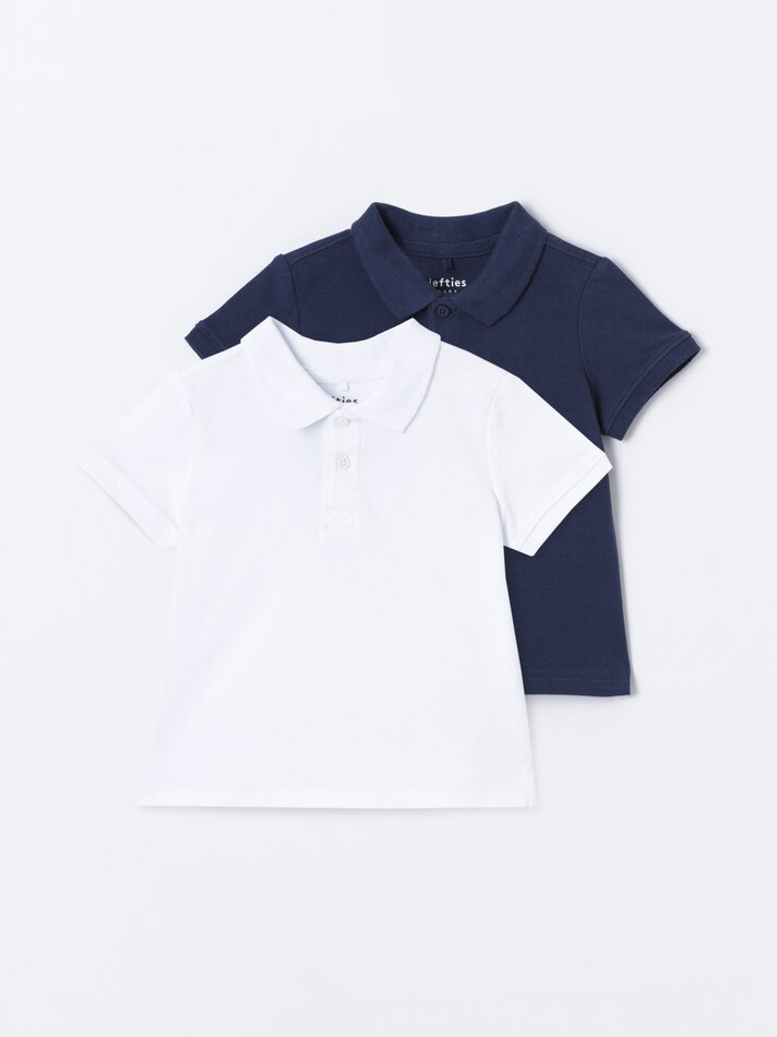 Conjunto com 2 camisas polo básicas - Azul-marinho