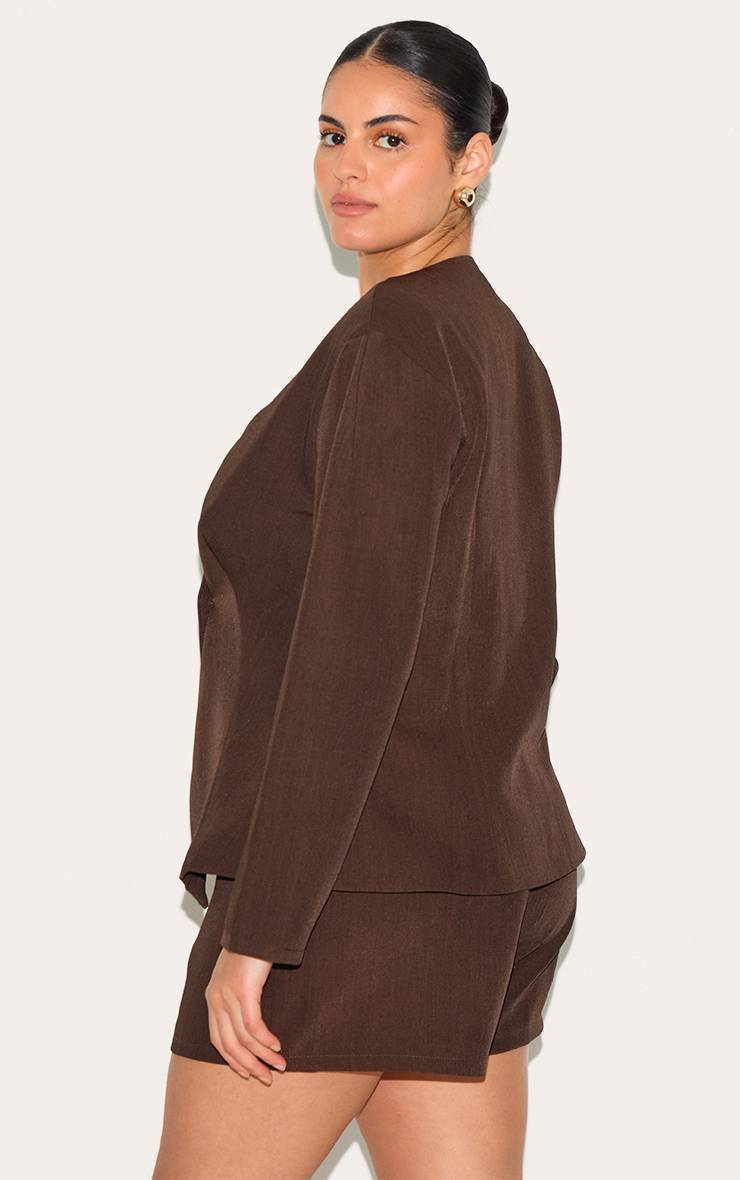 Blazer Asymétrique Grande Taille Avec Taille Cintrée Ajustée