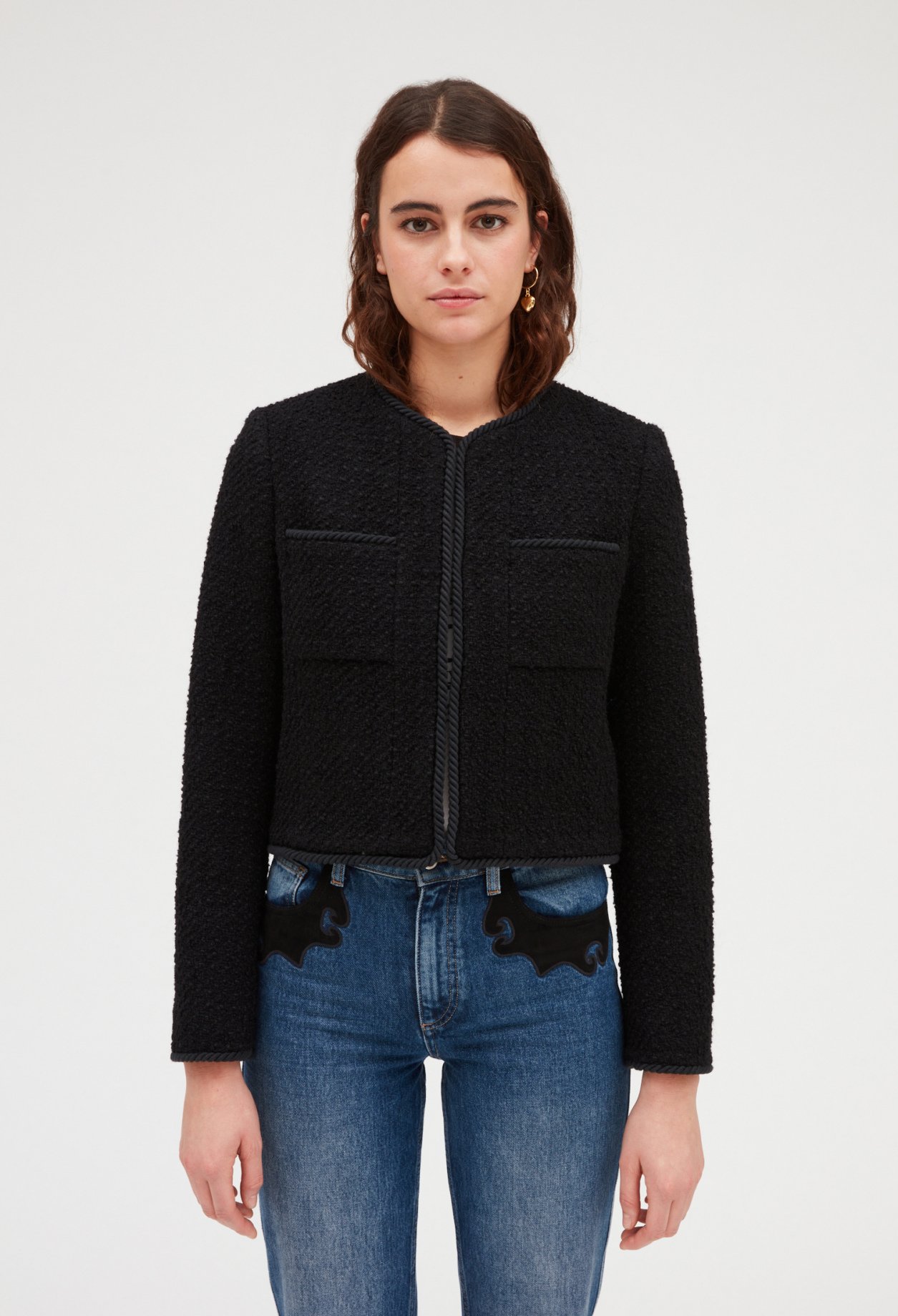 Veste courte tweed noire