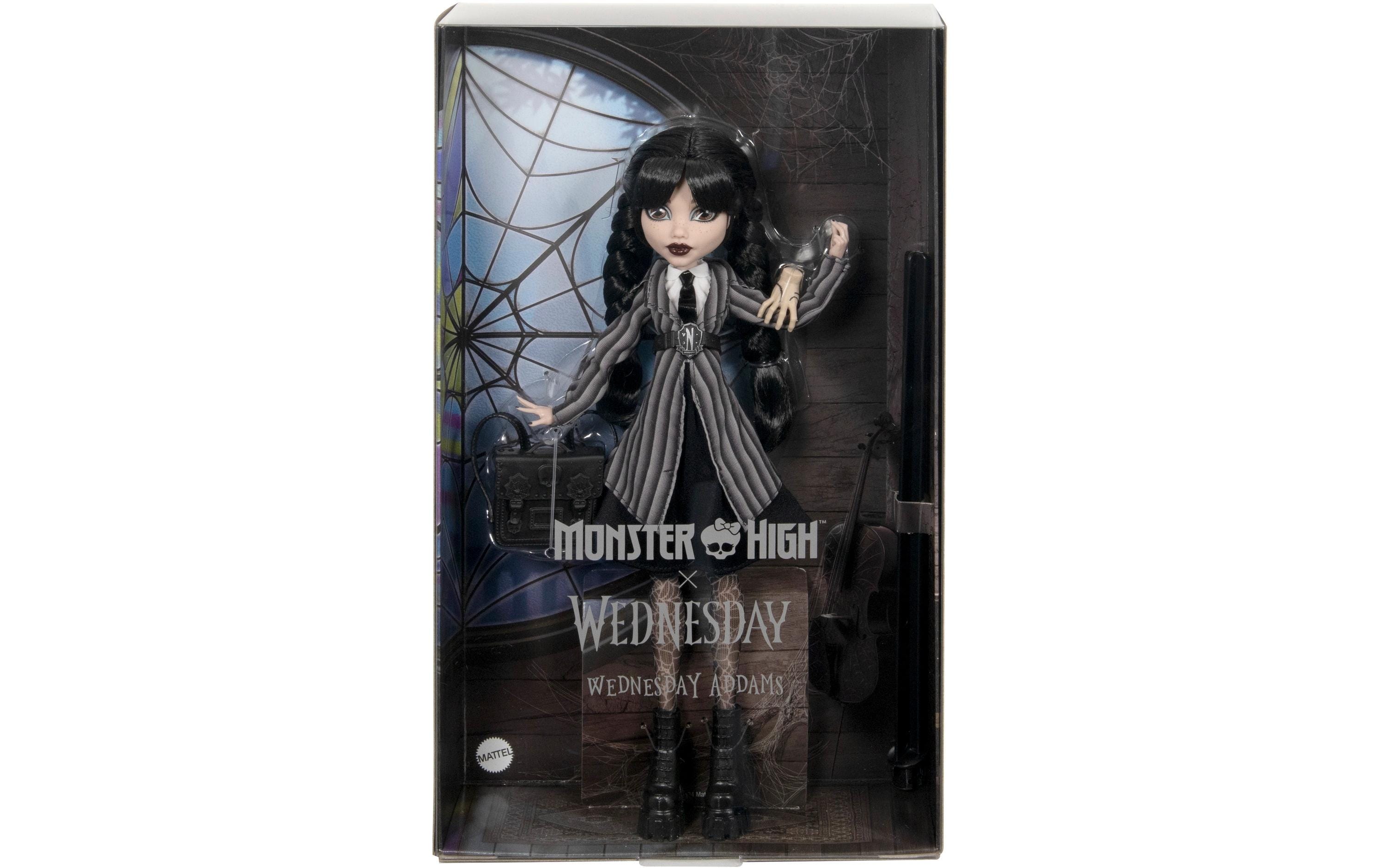 Puppe Monster High Wednesday SchoolSammelfigur in Uniform mit Rucksack