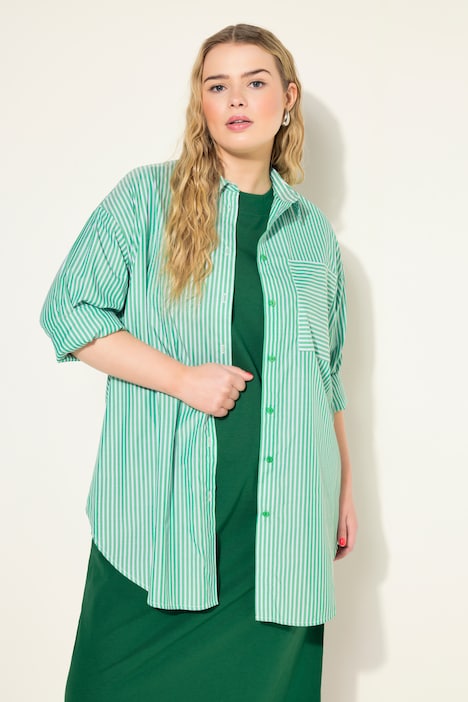 Oversize-Hemd, Streifen, Hemdkragen, Langarm