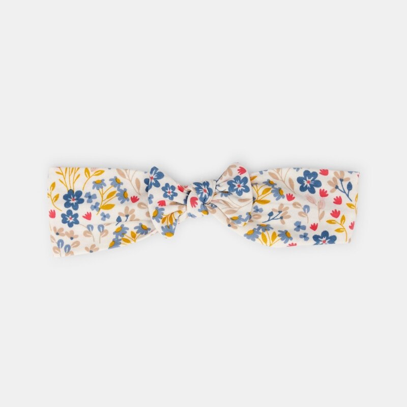 Bandeau maille fleuri bleu bébé fille Gris ou noir