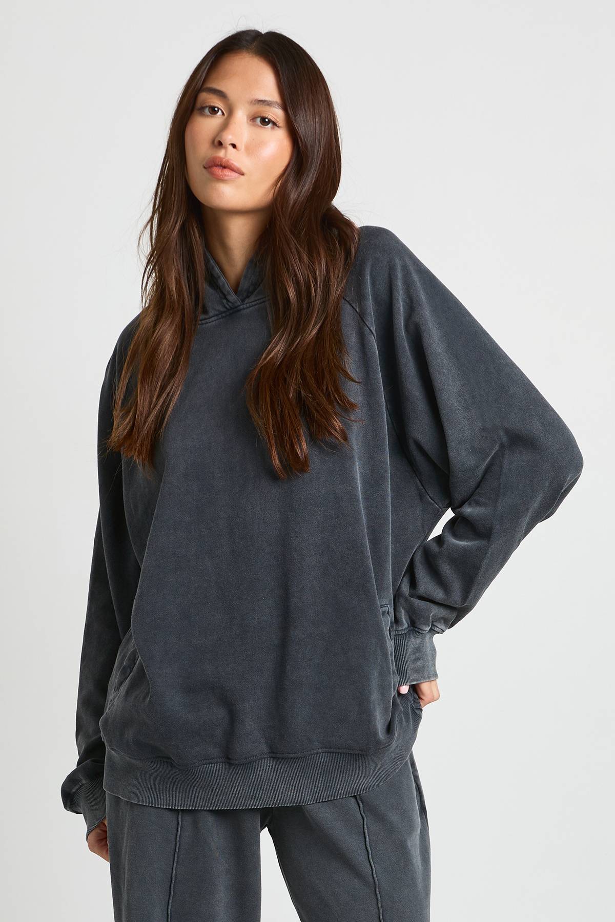 boohoo Sweat à Casynthétiqueche Oversize Lavé avec Coutures Raglan