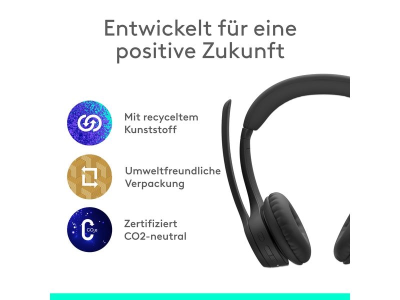 Logitech Headset Zone 300 Graphite Kabelloses Office-Headset mit leichtem und komfortablem Design