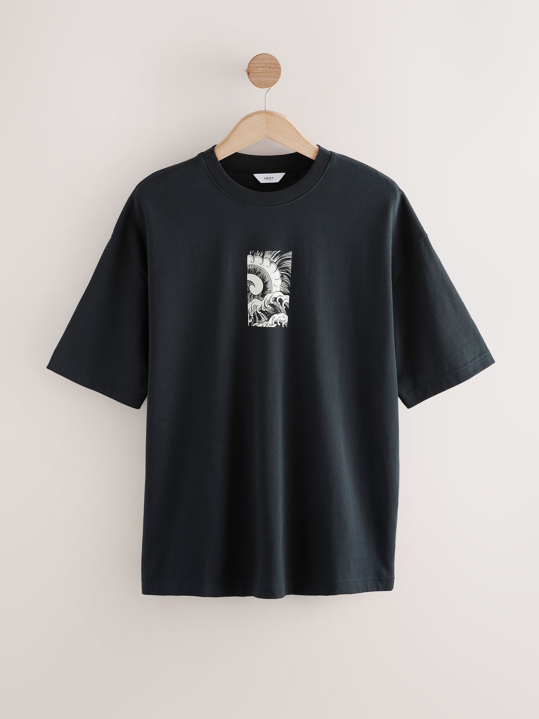 Zwart - Relaxed fit - Japans T-shirt met surfprint en grafische opdruk