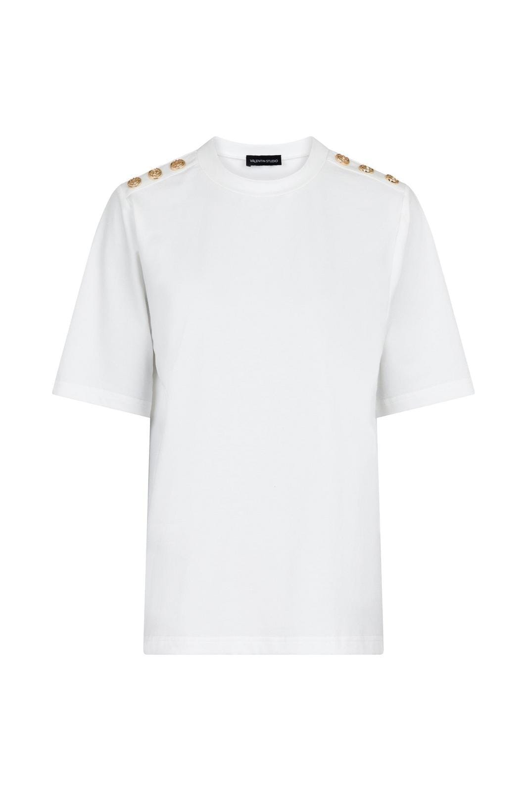Valentin Studio Gold Button Casual T-shirt white