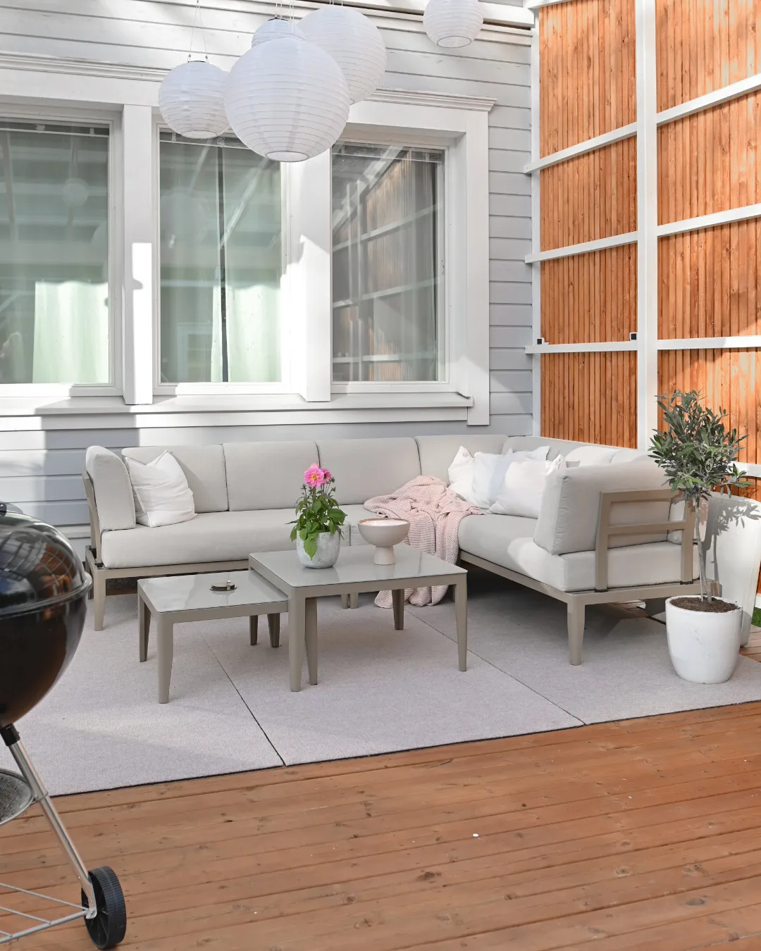 Tuin hoekloungeset met tafel 6-zits RIMA III linkszijdig modulair Metaal Lichtbeige