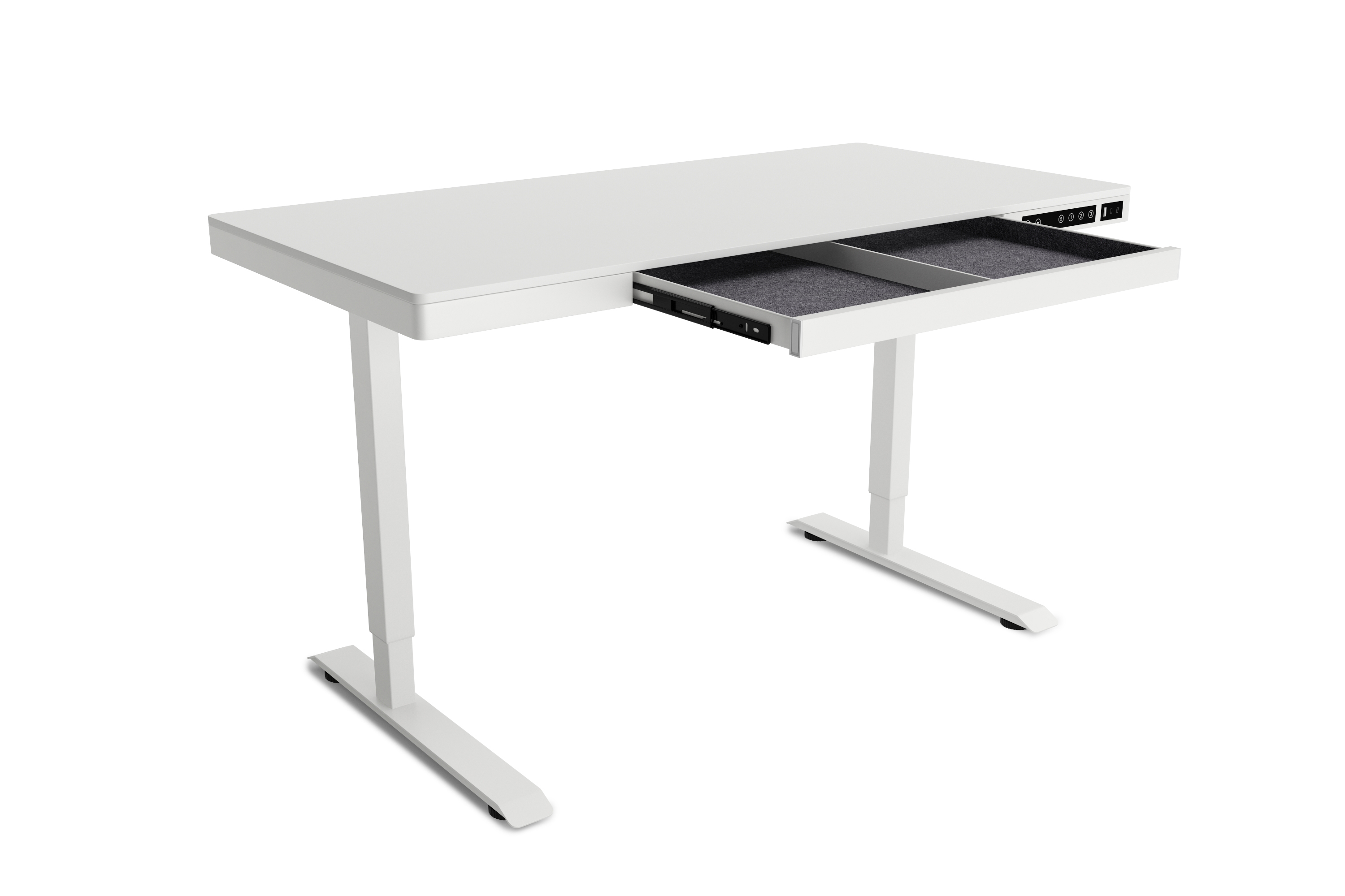Stehpult elektrisch mit Schublade weiss 120 x 60 cm