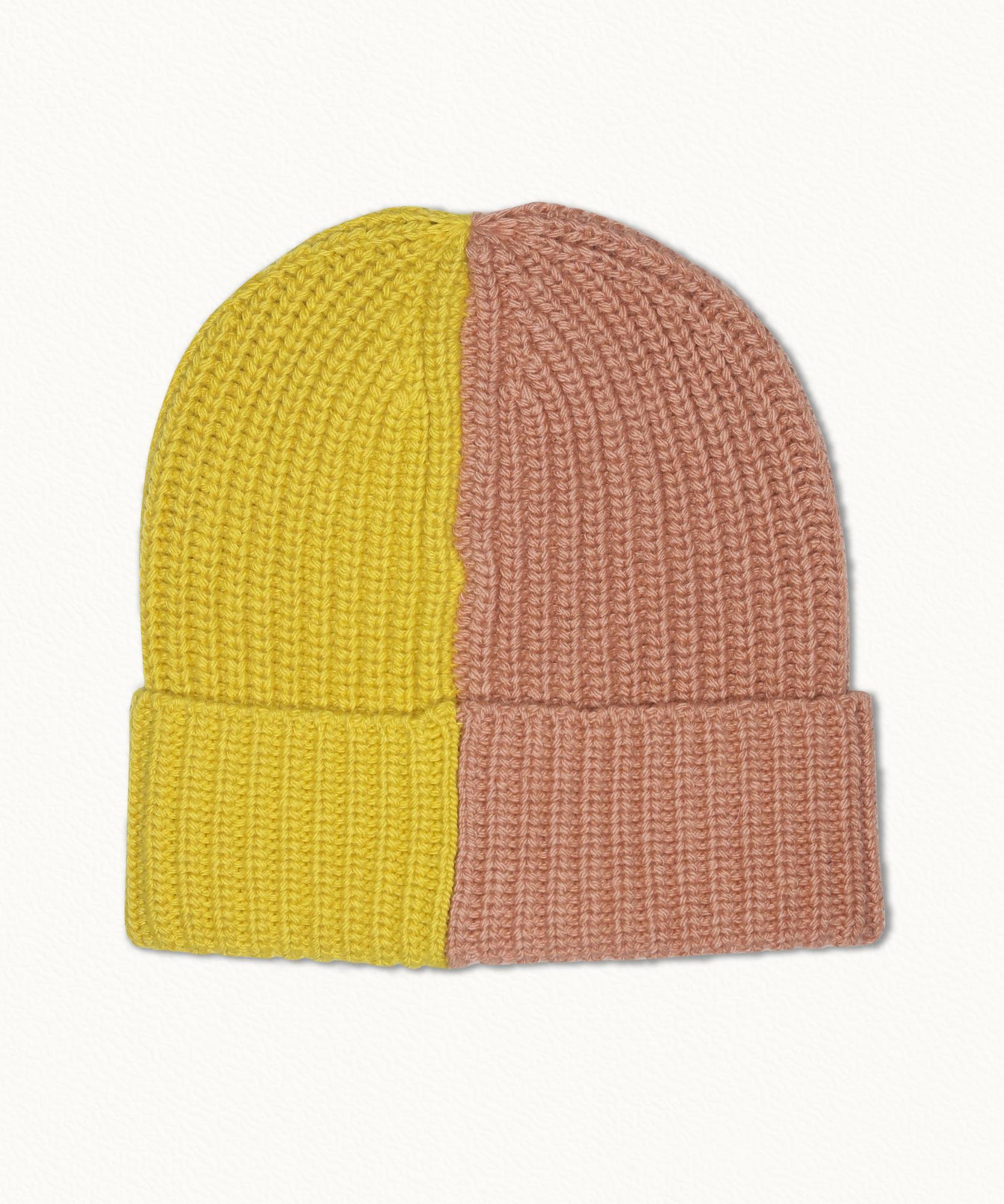 Bonnet bicolore  Taille unique - Jaune/Rose