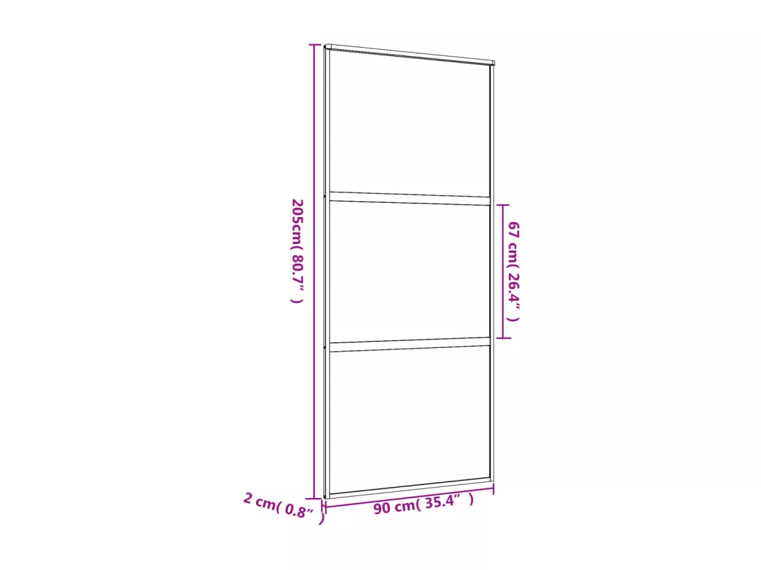 Porte coulissante doré 90x205 cm verre ESG clair et aluminium