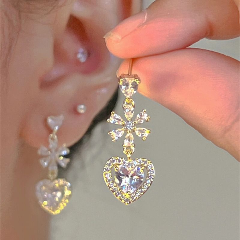 Strastruck - Hartvormige Strass Legering Oorbel