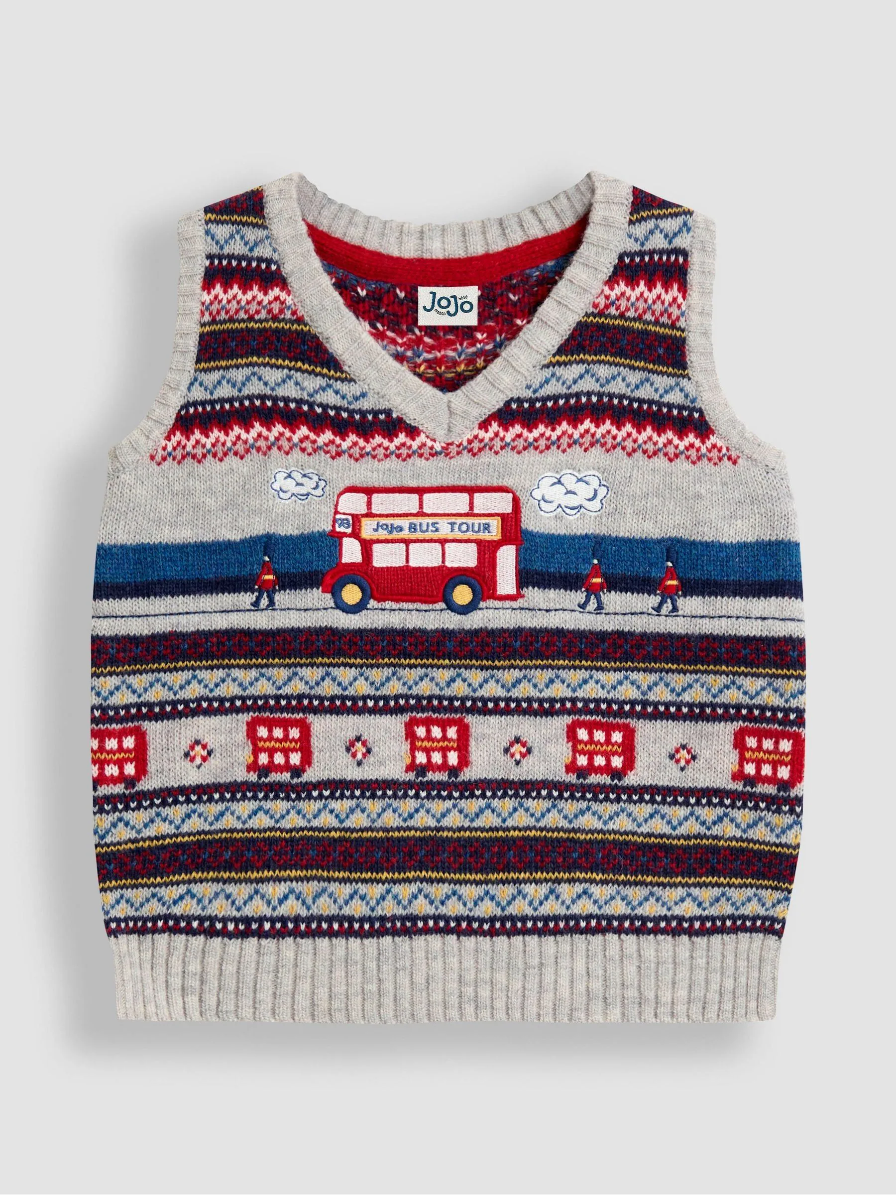 Grijze Londense bus - JoJo Maman Bébé tanktop met fairislemotief