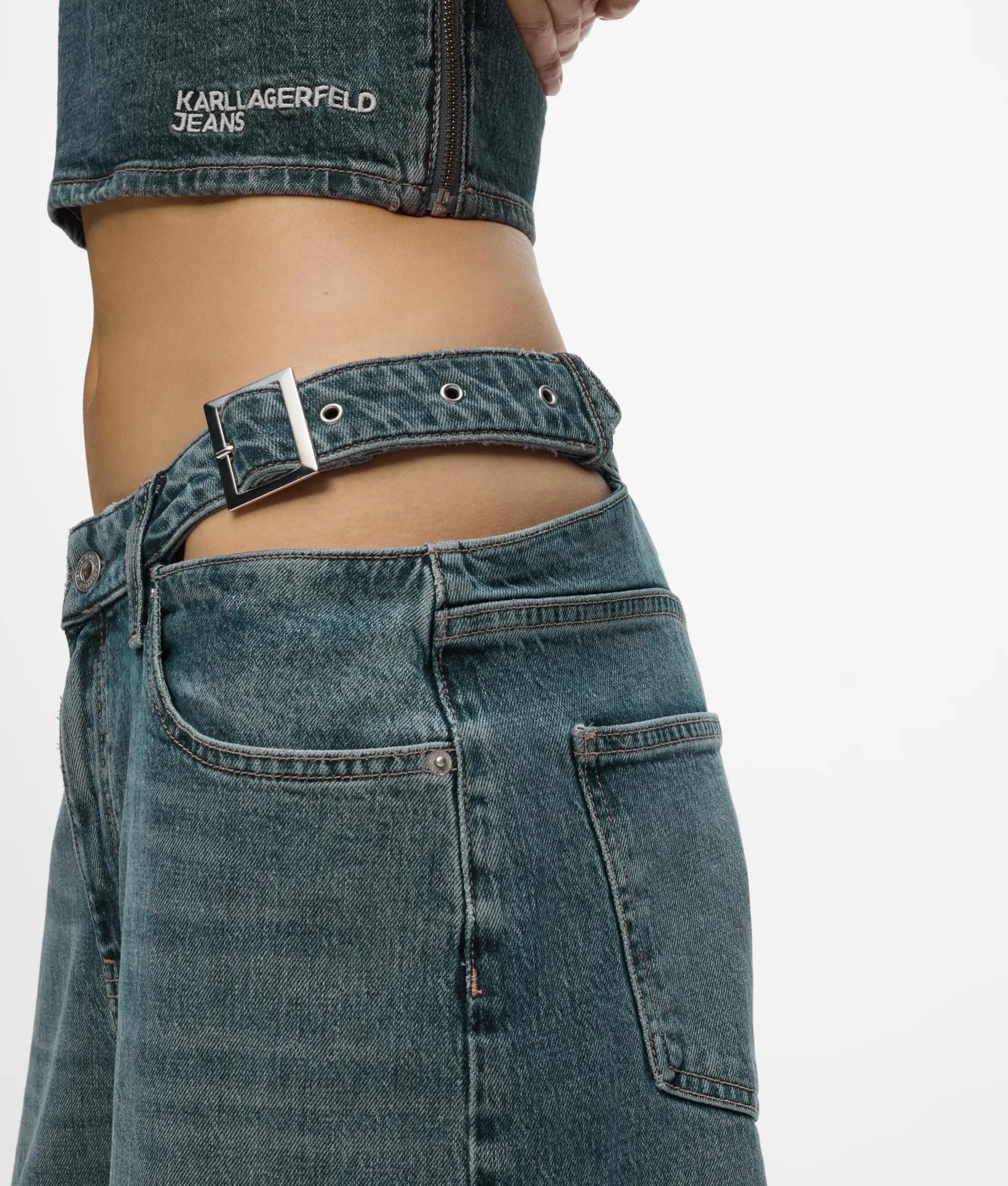Wijde jeans met lage taille en gespsluiting