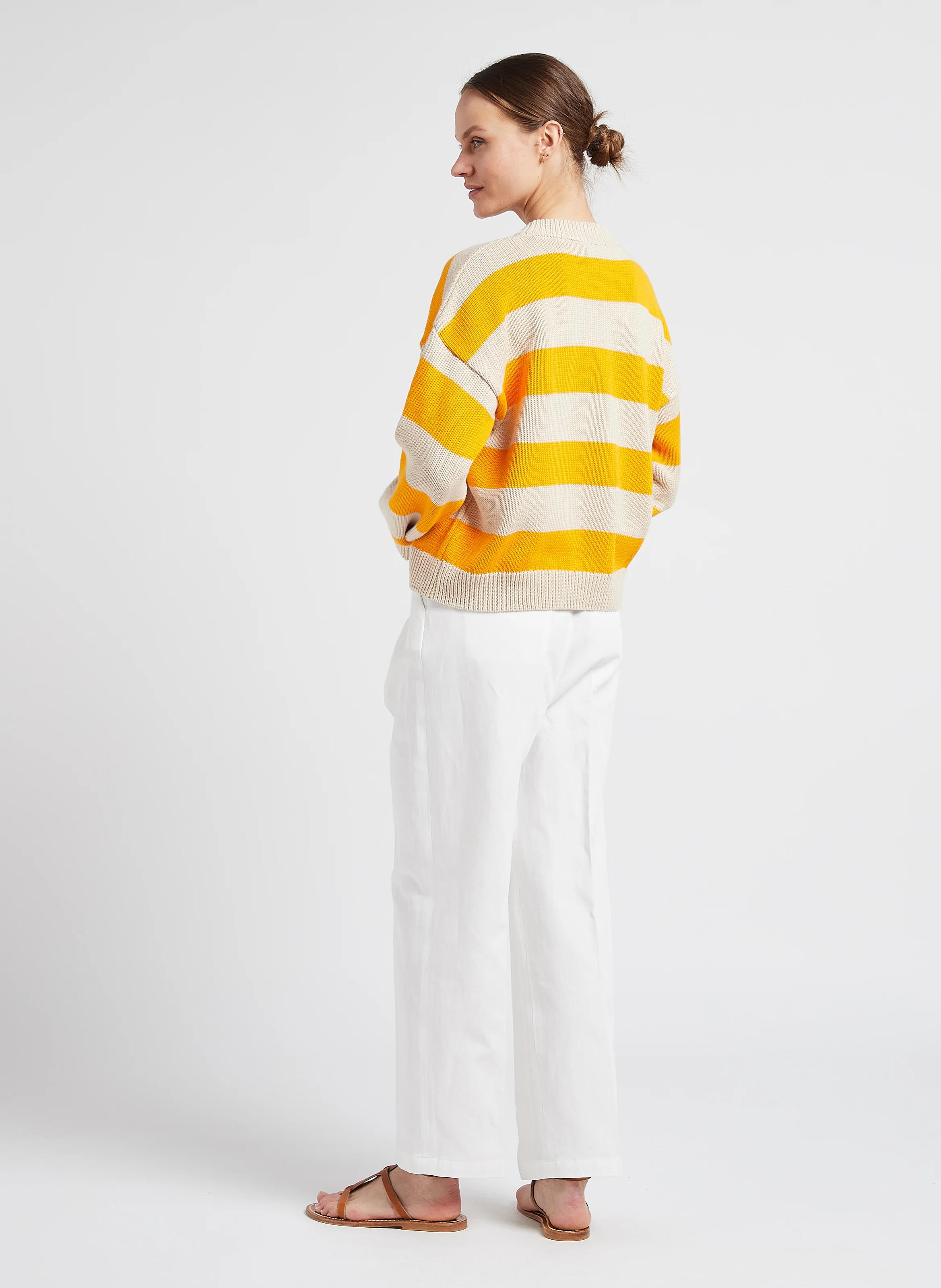 EMANUELLE - Pull col rond rayé en coton bio | Multicolore