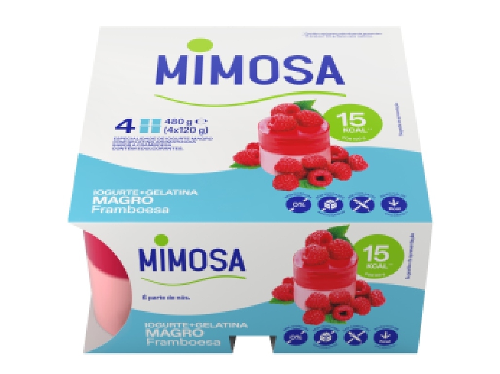 GELATINA MIMOSA COM IOGURTE MAGRO COM SABOR A FRAMBOESA 4X120G