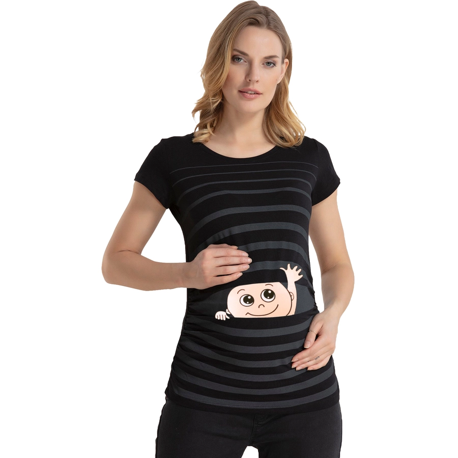 M.M.C. Umstandsshirt Winke Winke mit Motiv Schwarz